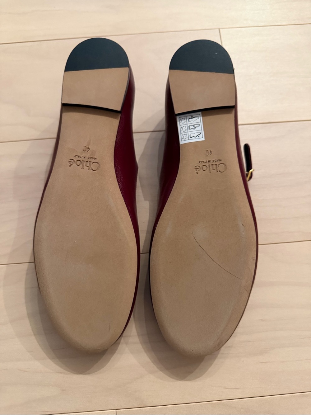 Chloe T-Strap Marcie Ballet Flats in Burgundy NWT Sz40 - Picture 5 of 8